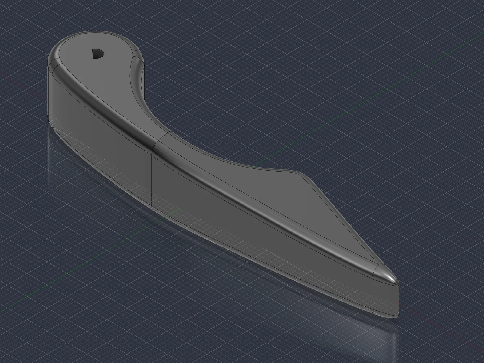 CAD-Modell eines geschwungenen Griffs als Prototyp